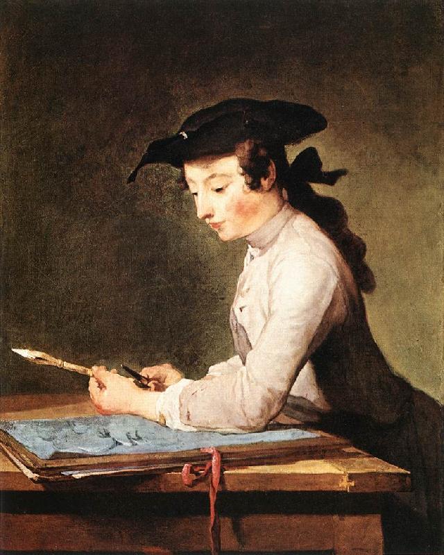 jean-Baptiste-Simeon Chardin The Draughtsman Sweden oil painting art